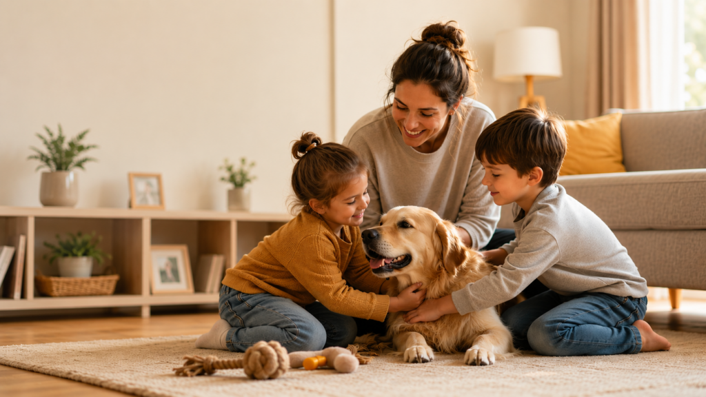 kids and dogs bonding, children and dogs enrichment, raising kids with dogs, dog training for families, family pet safety, dual pet and kid bonding, kids dog interaction tips, enriching life with pets, family dog activities, science-backed pet parenting